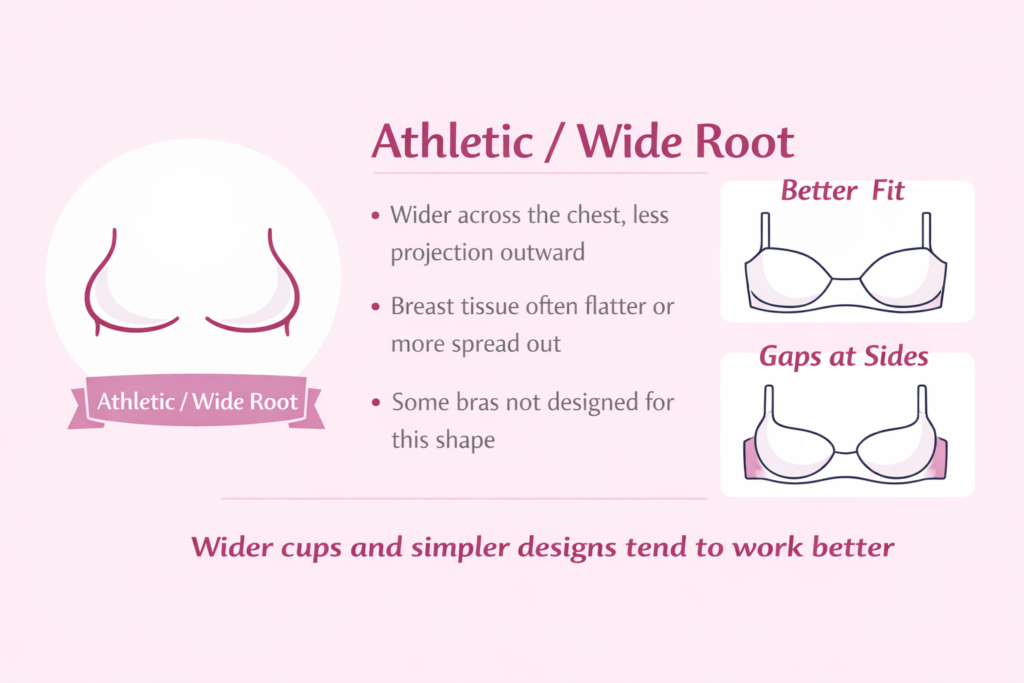 Athletic or Wide Root shape breast