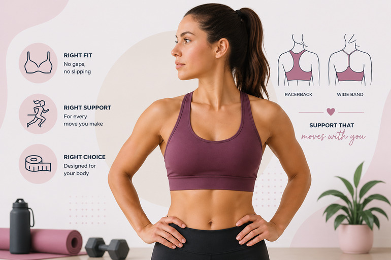 a muscular woman wearing sports bra