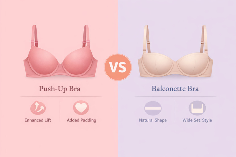 Push-up vs balconette bra differences in lift and shape