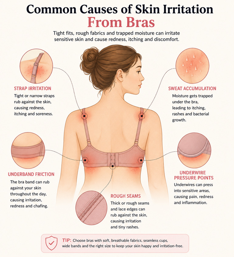  Causes of skin irritation from a bra
