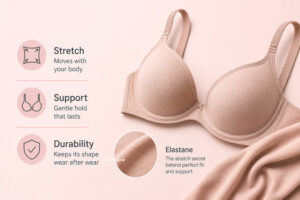 Elastane in bras for better fit and support