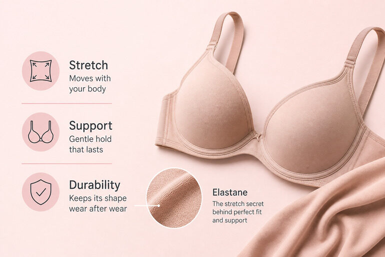 Elastane in bras for better fit and support