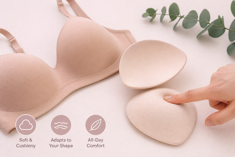 Soft memory foam bra cups and padded inserts