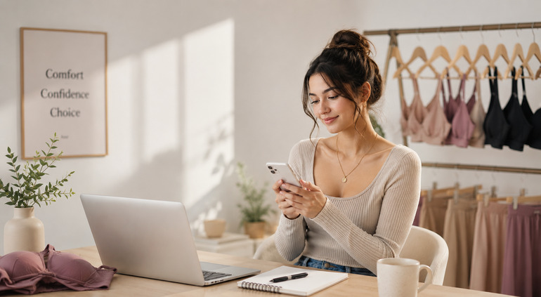 Young Gen Z consumer browsing intimate apparel