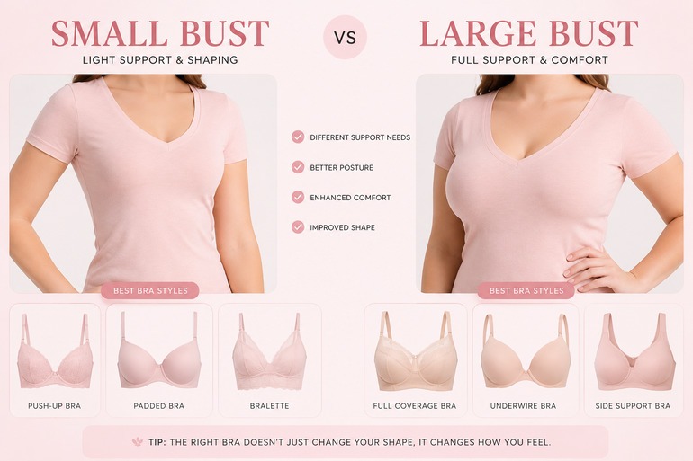 Different bra styles for different busts